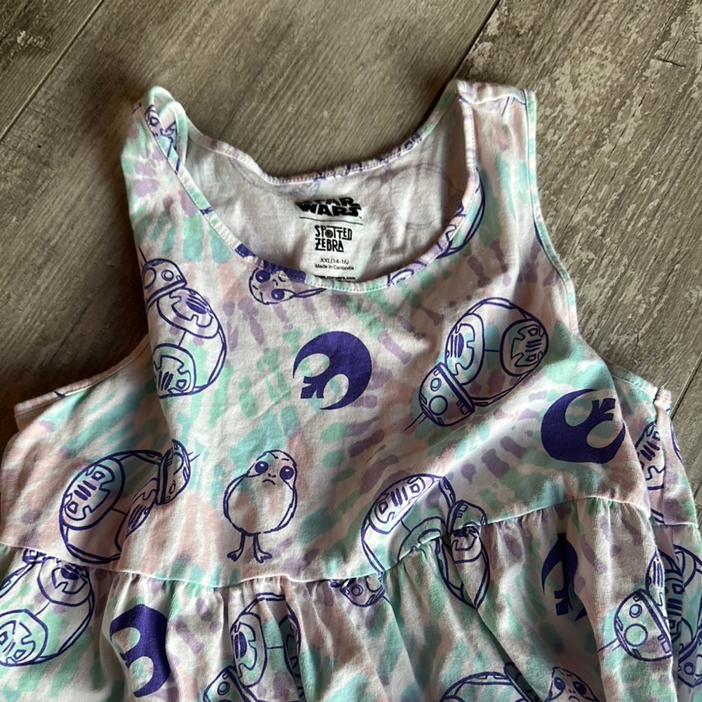 Star Wars Sleeveless Dress with Purple and Blue Print
